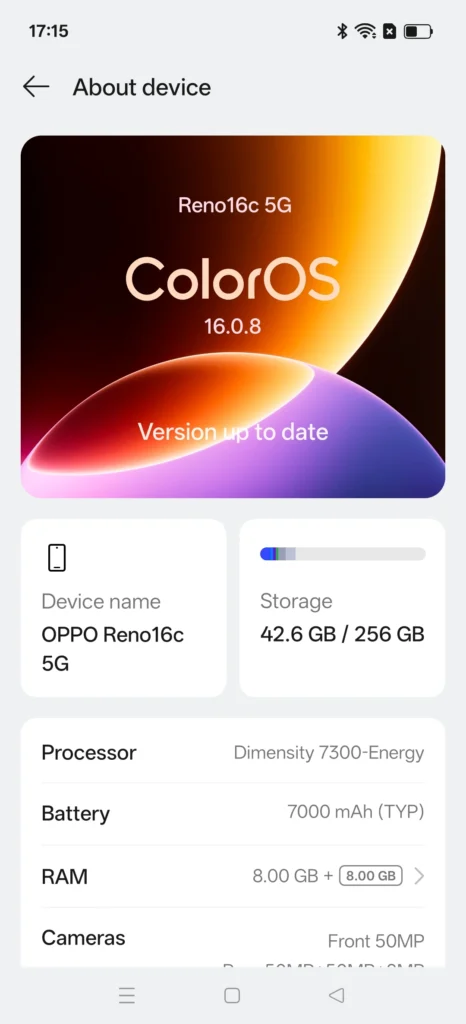 Oppo reno 16C Screenshot