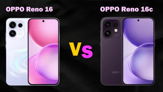 oppo reno 16 vs oppo reno 16c