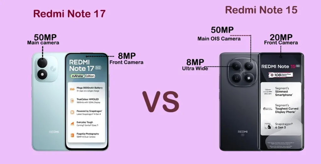 Redmi note 17 vs redmi note 15 : camera compare