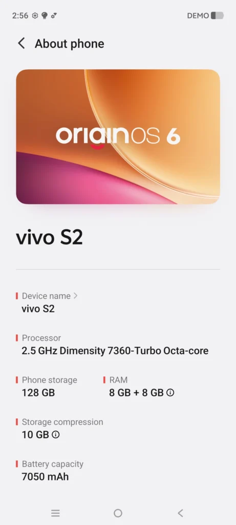 Vivo s2 5g Information ui